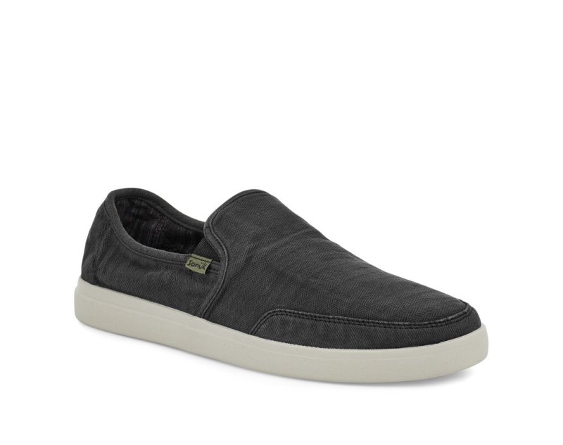 Sanuk Vagabond Slip On Sneaker Wash Vegan Men's Shoes Black | Canada 195MQZ